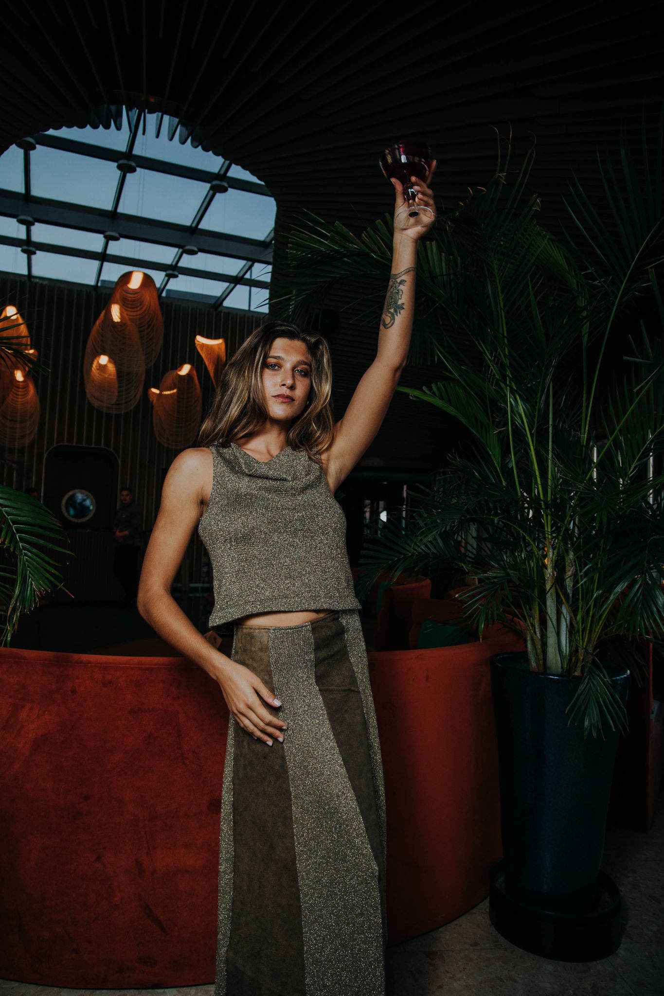 Bicolor Leather skirt